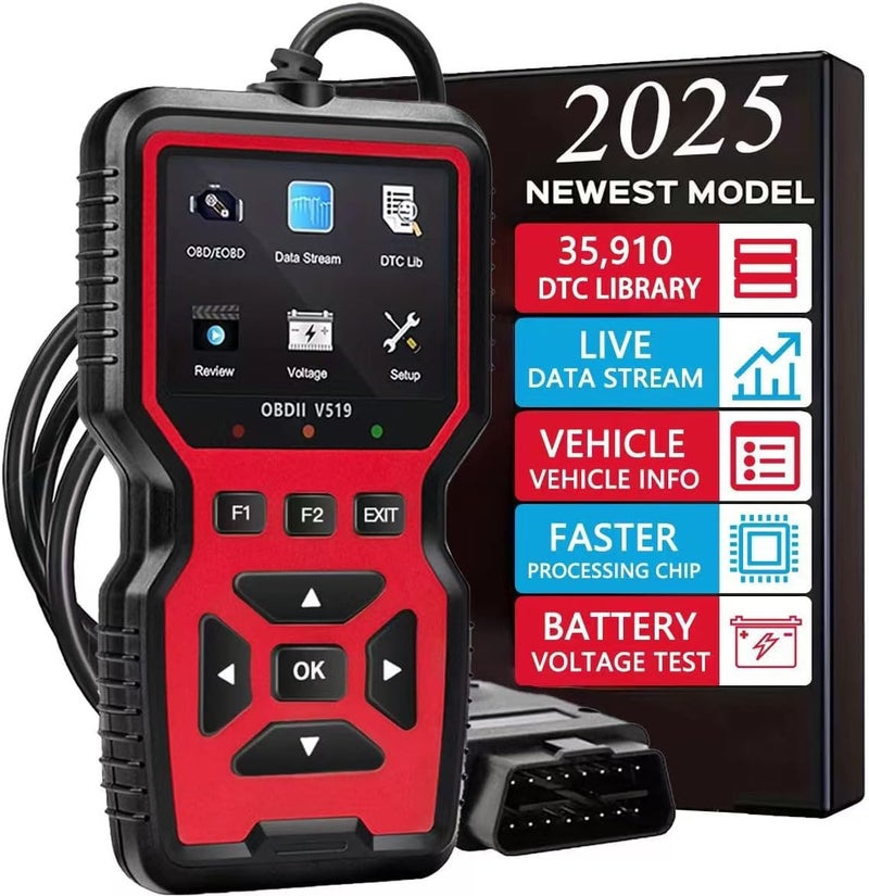OnRetul أداة تشخيص ماسح OBD2 الجديدة 2025 - قارئ رموز ضوء فحص المحرك مع إعادة الضبط، مختبر جهد البطارية، الأوضاع 6 و 8، مناسب لجميع سيارات وشاحنات بروتوكول OBD II منذ 1996 - Image 1